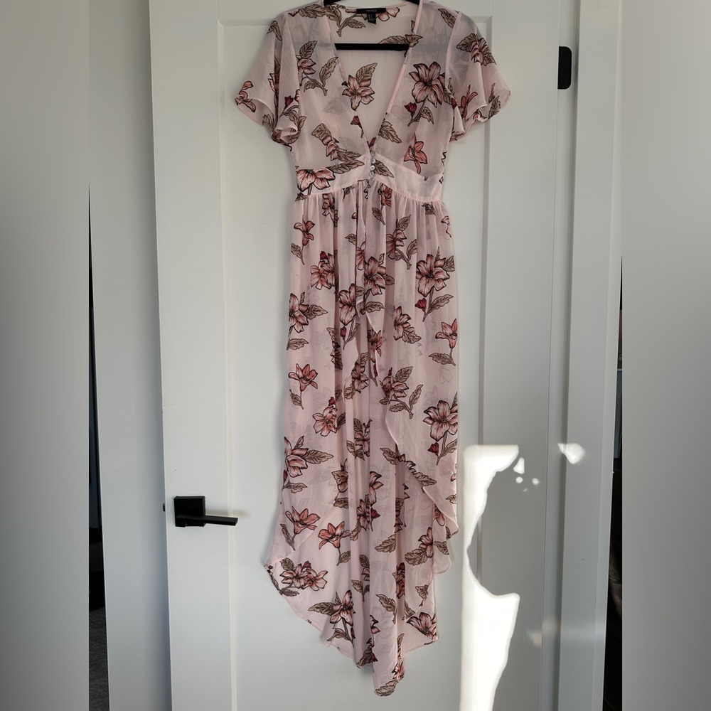 Pink Sheer high low Shirt